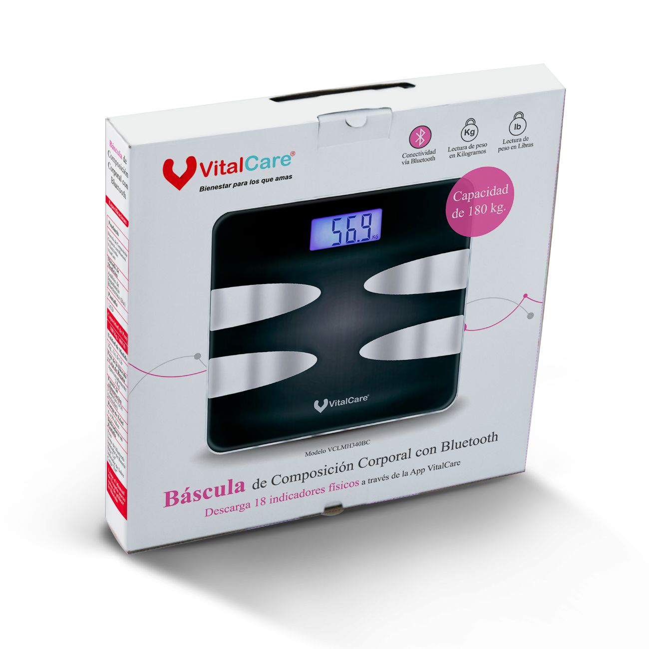 Báscula De Grasa Corporal De 4 Electrodos Con Bluetooth – VitalCare