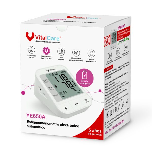 BAUMANÓMETRO DIGITAL DE BRAZO RECARGABLE Y CON BLUETOOTH – YE650A - Imagen 4