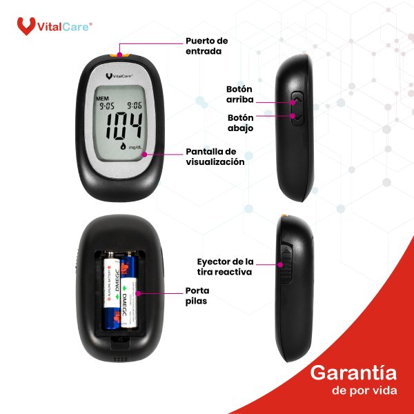 Kit Glucómetro con 50 tiras reactivas y 100 lancetas - Imagen 4